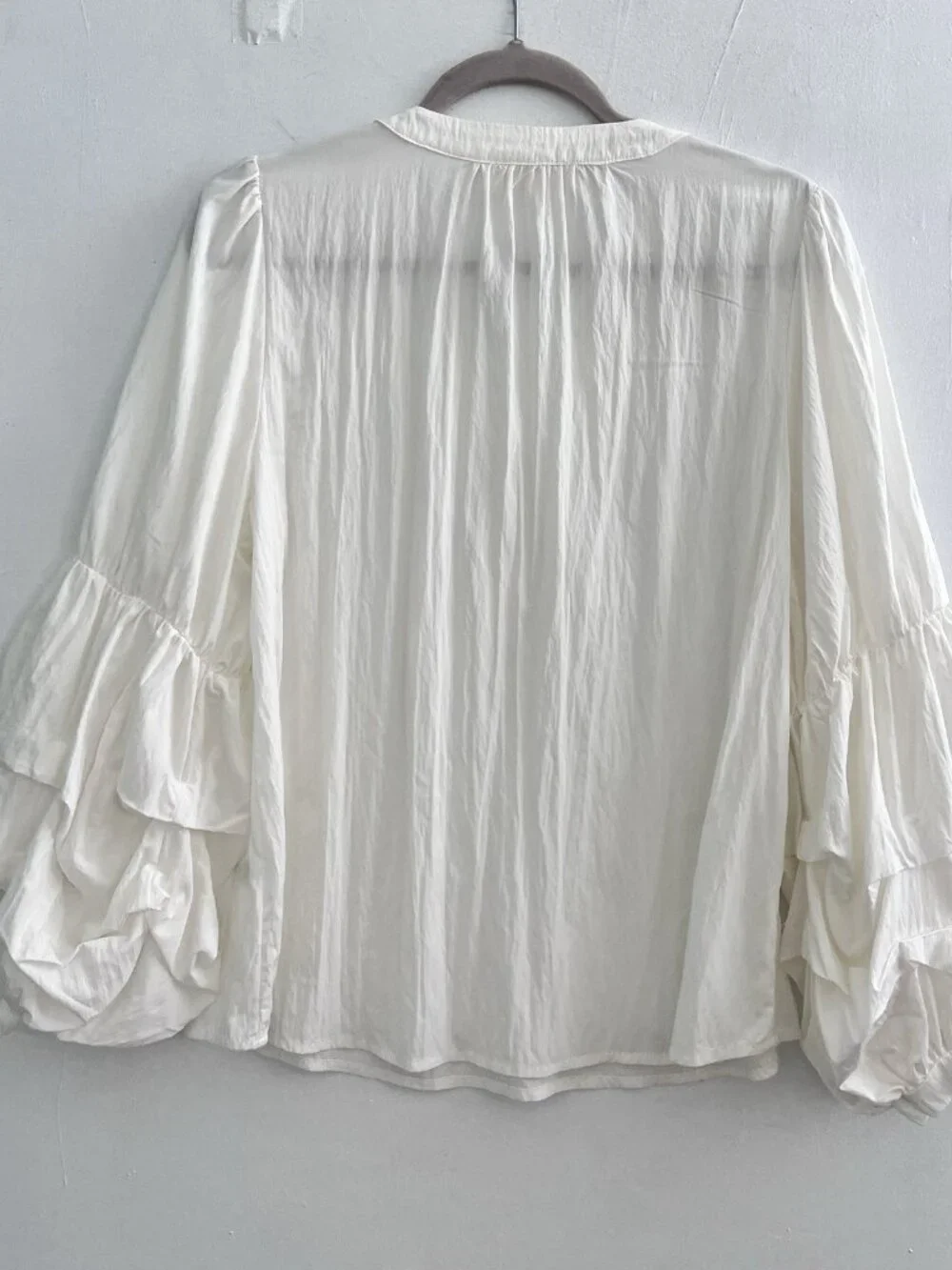 NEW Anthropologie Ruffle Tiered Puff Sleeve Blouse Top White Cottagecore Fairy - Picture 4 of 7